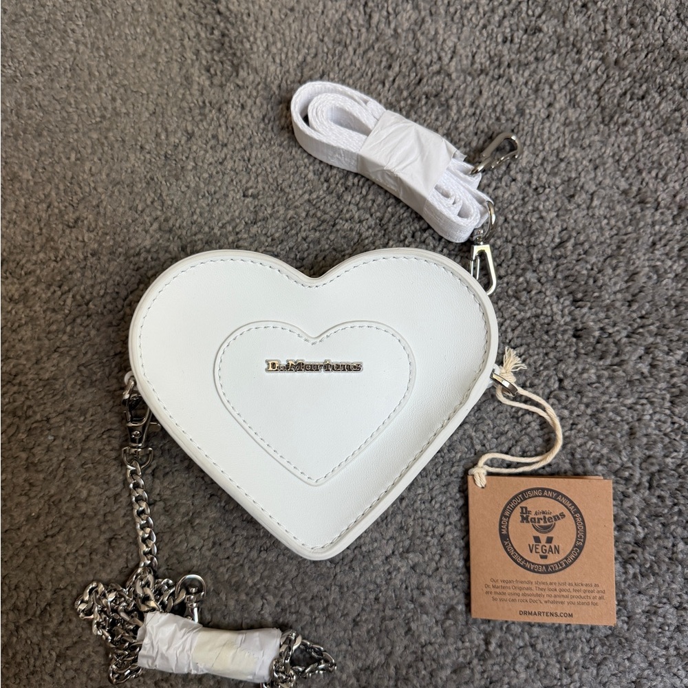Dr. Martens Vegan White Heart mini Crossbody Bag